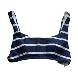 Aerie Scoop Striped Bikini Top Blue White Size Large NWT